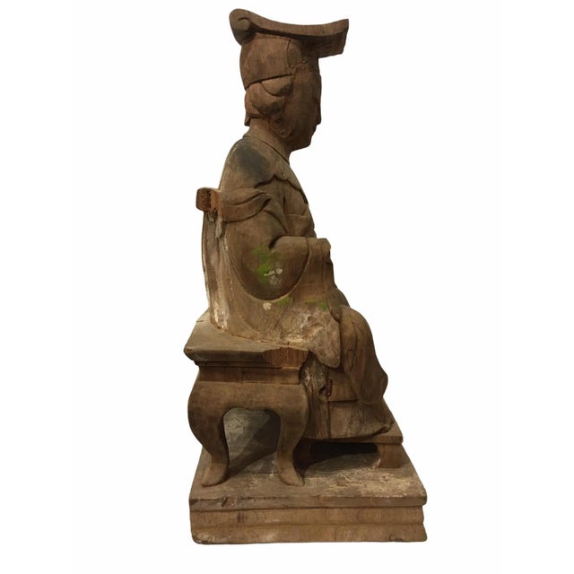 Unfinished raw carved wood Taiwanese deity statue. This carved staue is raw and unfinished leaving a very cool unique...