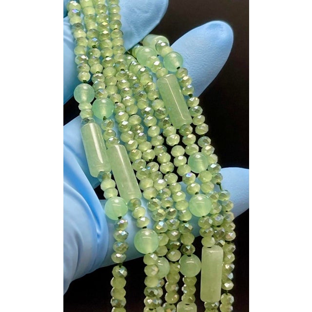 1930s Green Jadeite Art Déco Style Opera Length Necklaces, Two For Sale - Image 9 of 9