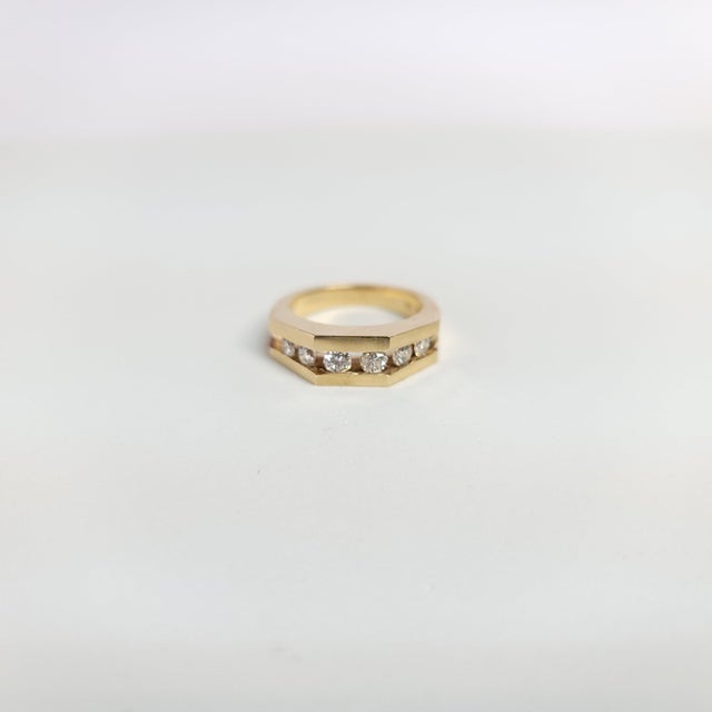 Angular Diamond Band .65cttw 14k Yellow Gold, Size 9 For Sale - Image 4 of 5