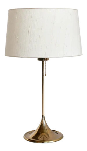 B-024 Brass Table Lamp with Beige Silk Shade from Bergboms, Sweden, 1960s