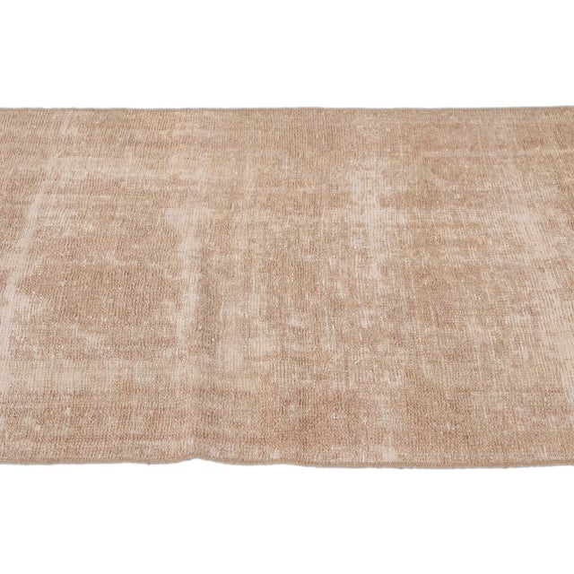 1960s Vintage Turkish Beige Handmade Distressed Wool Runner For Sale - Image 5 of 9