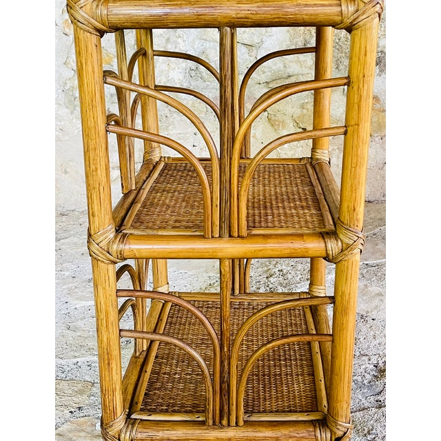 Vintage Bamboo and Rattan Three-Tier Shelf, 1970s For Sale - Image 15 of 18