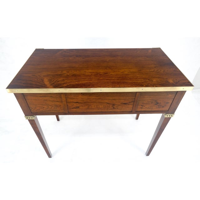 Mid 20th Century Baker Very Fine All Rosewood & Brass Gallery Trim Petit Desk Console Table MINT! For Sale - Image 5 of 14
