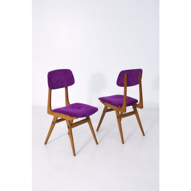 Mid-Century Modern Italian Chairs in Purple Velvet, 1960, Set of 6 For Sale - Image 11 of 13