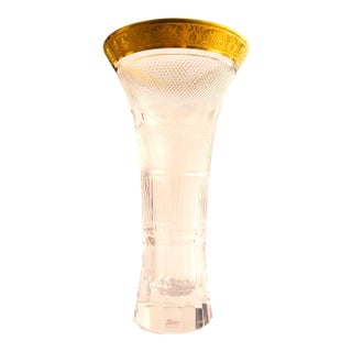 Moser Faceted Vase With Gold Border For Sale