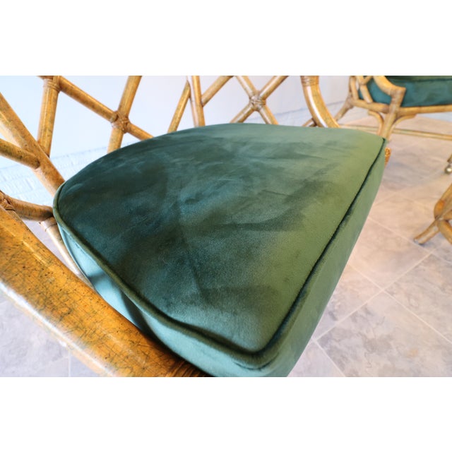 Mid 20th Century Hollywood Regency Ficks Reed Rattan Dining Set With Brass Casters, Attributed For Sale - Image 15 of 16