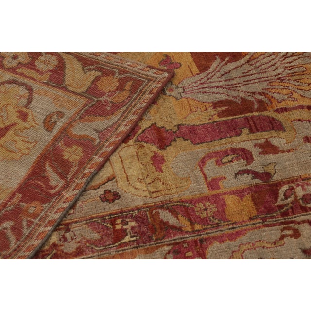 Beige Rug & Kilim’s Modern Classics Rug in Gold and Crimson Traditional Floral Patterns For Sale - Image 8 of 8