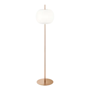 Kushi Xl' Opaline Glass and Copper Floor Lamp for Kdln