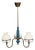 1940s Swedish Modern, Pendant Light, Blue Lacquered Wood, Glass, Brass For Sale