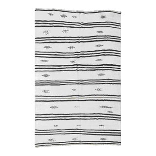 Striped Hemp Vintage Turkish Kilim Rug - 5`8" X 8`10" For Sale