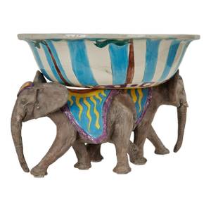 Vintage Ceramic Circus Bowl on Elephant Stand by Dan and Nisha Ferguson