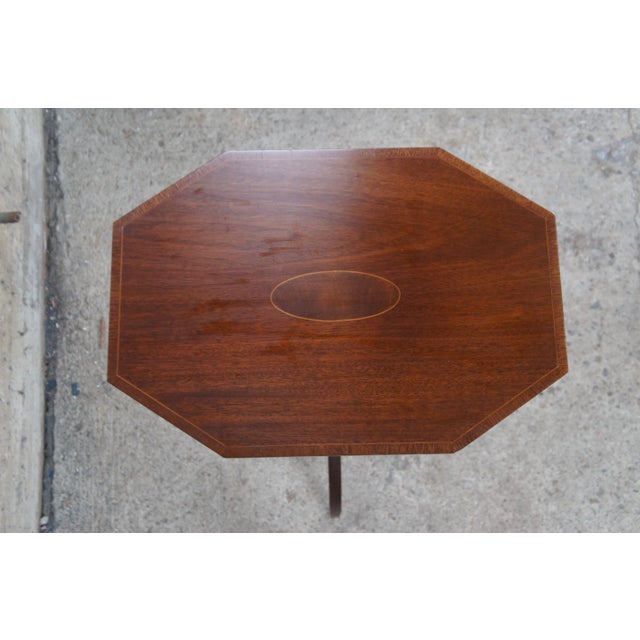 Vintage Late 20th Century Biggs Old Sturbridge Village Federal Mahogany Spider Leg Candle Stand For Sale - Image 6 of 12