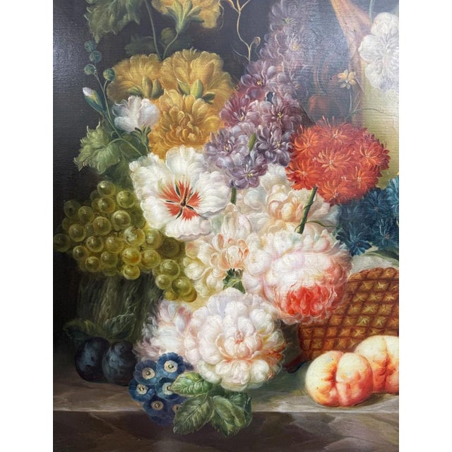 Mid 20th Century Original Oil on Canvas of Still Life With Flowers and Amphora Vase For Sale In Raleigh - Image 6 of 15
