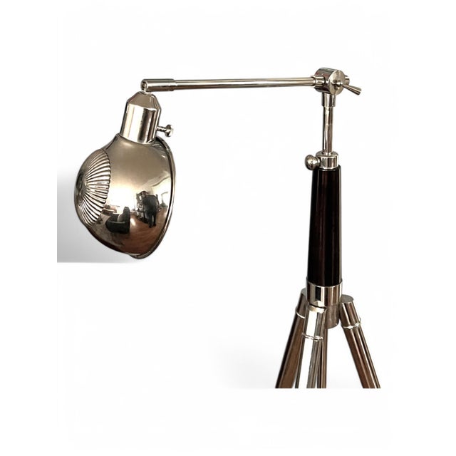 Chrome 1980s Modern Chrome Floor Lamp – Adjustable Tripod Design With Dome Shade For Sale - Image 8 of 12