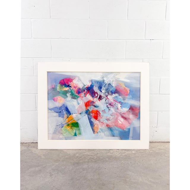 Original abstract painting signed by Tom Anderson. This unique piece features layers of watercolor, pastels, and gouache,...