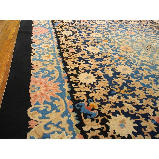 Antique Chinese - Art Deco Chinese Blue 1920s Blue Rug, Circa Date: 1920s. This exceptional example of early 20th-century...