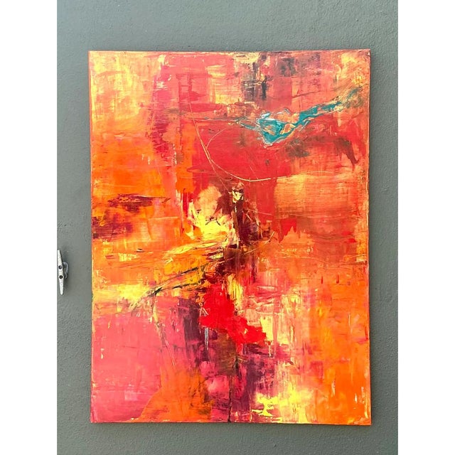 Early 21st Century Vintage Abstract Expressionist Oil Painting on Canvas For Sale - Image 5 of 12