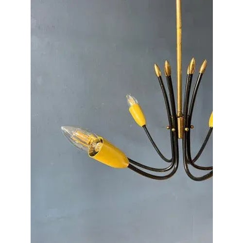Vintage Spider Pendant Lamp in Yellow, 1950s For Sale - Image 9 of 11