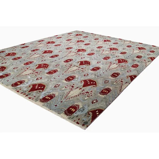 Gray Handwoven Ikat Area Rug - 12′1″ × 15′1″ For Sale - Image 8 of 12