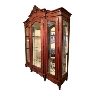 French Louis XV Three-Door Display Antique Cabinet 1900-1910 Era For Sale