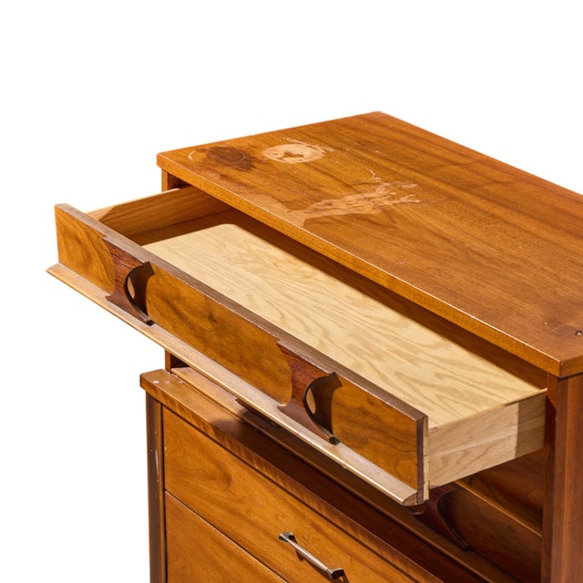 Kent Coffey Perspecta Mid Century Walnut and Rosewood Highboy Dresser For Sale In Chicago - Image 6 of 9