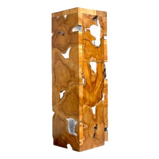 Vintage Slab Burl Wood Pedestal For Sale