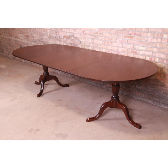 Kittinger Mahogany Double Pedestal Extension Dining Table
