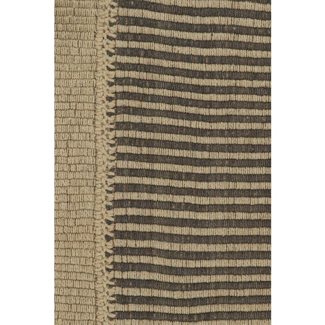 Rug & Kilim Rug & Kilim’s Contemporary Kilim in Beige and Gray Textural Stripes For Sale - Image 4 of 7