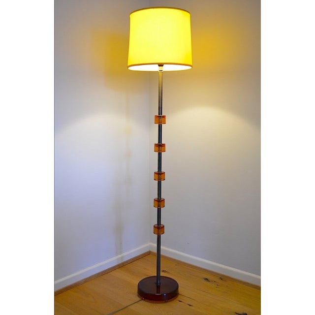 Bauhaus Glass and Metal Floor Lamp by Carl Fagerlund for Orrefors, Sweden, 1970s For Sale - Image 3 of 18