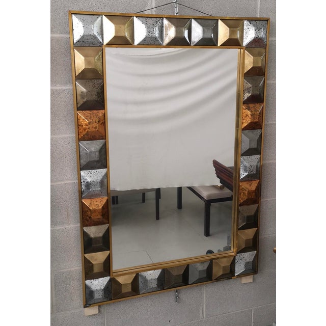 Mid-Century Modern Mid-Century Italian Murano Glass and Brass Mirror, 2000 For Sale - Image 3 of 13