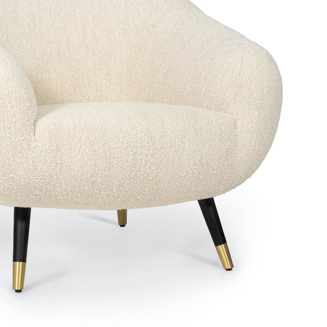 Niemeyer Lounge Chair in Bouclé with Dark Oak and Brushed Brass from InsidherLand For Sale - Image 4 of 13