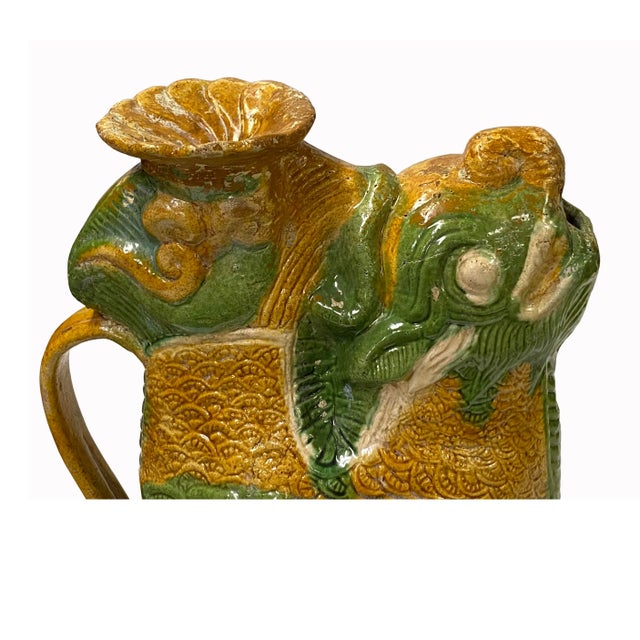 Chinese Tri-Color San Cai Glaze Ceramic Mythical Bird Vase Jar Display For Sale - Image 9 of 9