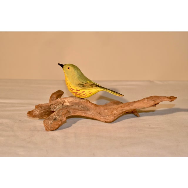 Nc Hand-Carving of a Finch Mounted on Driftwood, Circa 1960's For Sale In Greensboro - Image 6 of 7