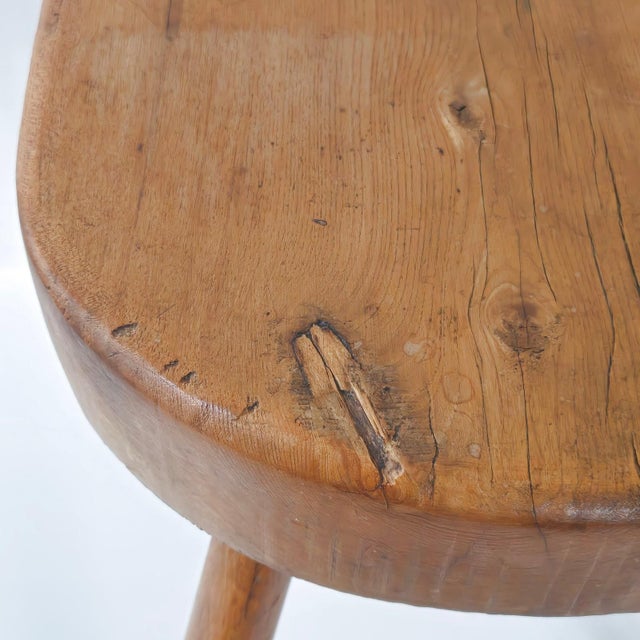 1950s Superb Vintage Brutalist Stool 1950 in Oak, 4 Legs, 50s For Sale - Image 5 of 12