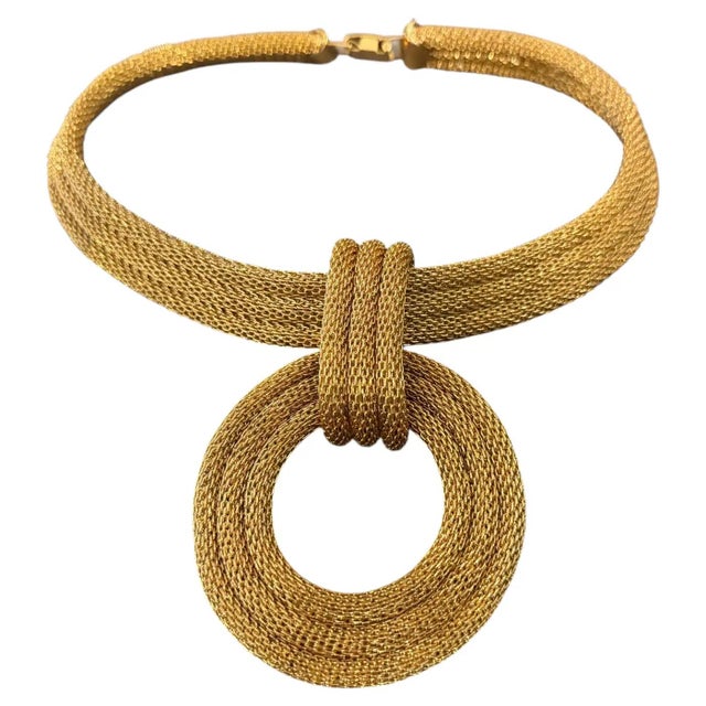 1990s A High Quality Vintage Costume Jewelry Gilded Metal Italian Necklace For Sale - Image 5 of 16
