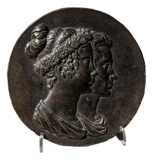 Early 19th Century Double Portrait Relief in Medal Form, Berlin Iron