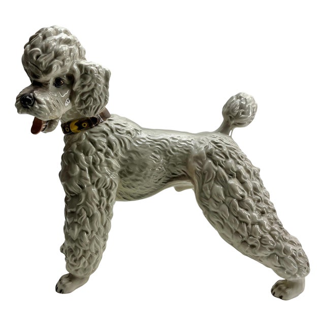 Antique Vienna Keramos Austria Porcelain Poodle, 1930s For Sale