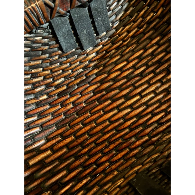This Japanese split Bamboo basket with triple arched handles is a vintage original piece. Provenance: Japan, Hong Kong or...