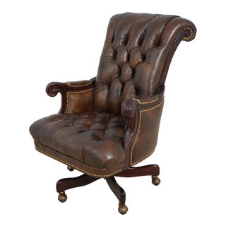 Hancock & Moore Tufted Leather Desk Chair For Sale