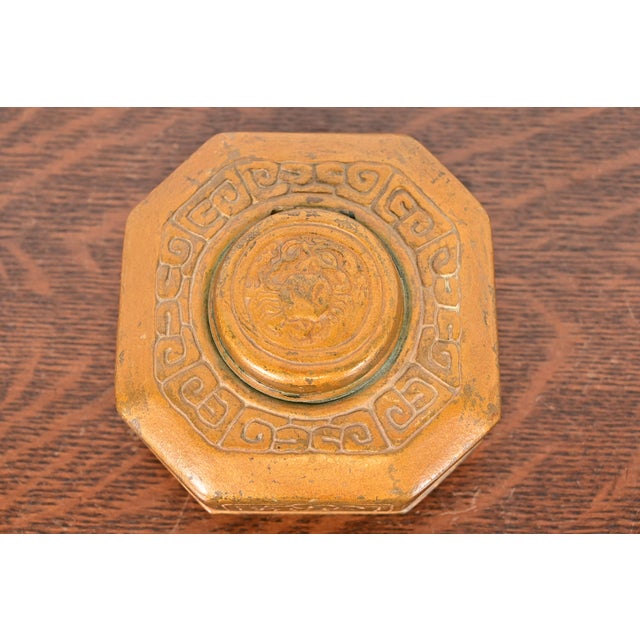 Early 20th Century Tiffany Studios New York Zodiac Bronze Inkwell For Sale - Image 5 of 11