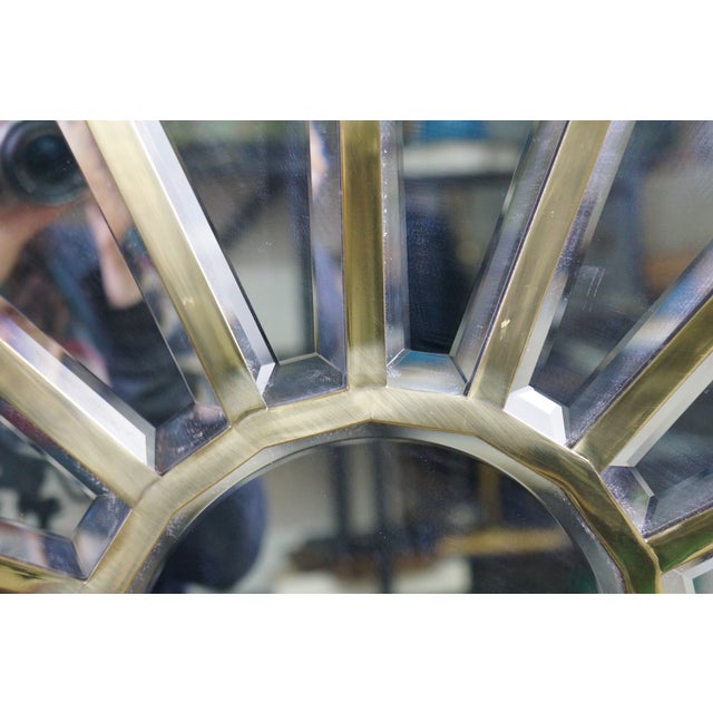 Mid Century Hollywood Regency Arched Brass Palladian Beveled Mirror 44" For Sale - Image 6 of 12