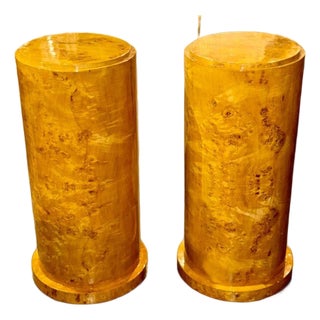 Pair of Italian Art Deco Design Burl Wood Pedestals For Sale