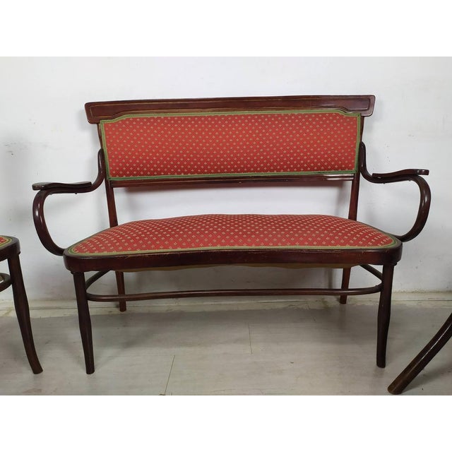 Curved Wood Living Room Table and Chairs from Jacob & Josef Kohn, 1890s, Set of 5 For Sale - Image 3 of 18