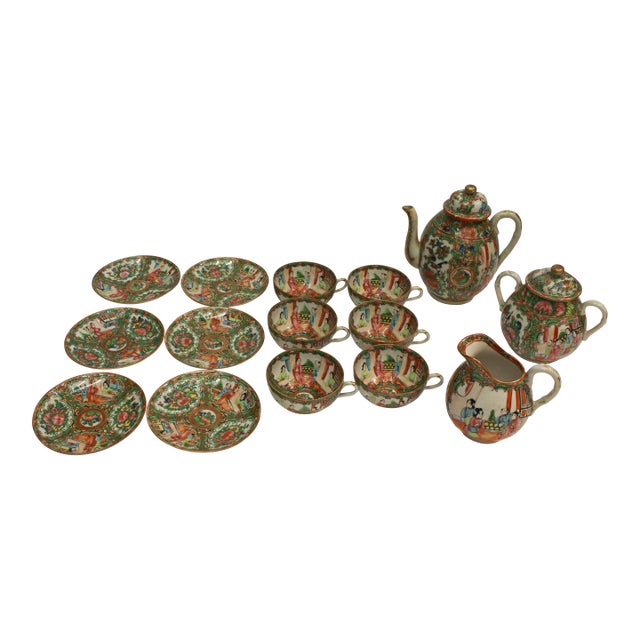 Circa 1891-1911 Chinese Export Rose Medallion Porcelain Tea Service For Sale