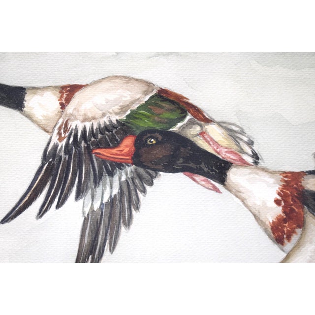 Mid 20th Century "Two Ducks in Flight Over Lake" Watercolor Ex- c.z. Guest Estate For Sale - Image 4 of 5
