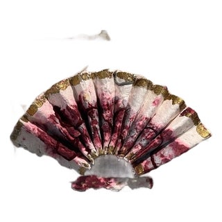 Mid 20th Century G. Lanoue Original Mixed Media Paper Fan Sculpture Gold Leaf Framed Wall Art For Sale