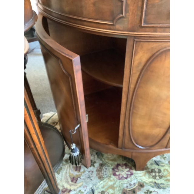Vintage Walnut Demilune Cabinet or Sideboard With Black Marble Top For Sale - Image 9 of 9