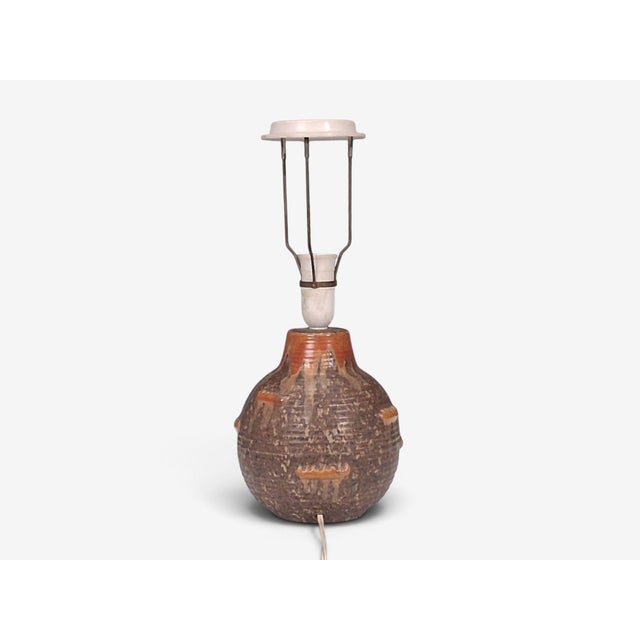 1960s Mid Century Modern Michael Andersen & Son, Table Lamp, Brown Stoneware For Sale - Image 11 of 12