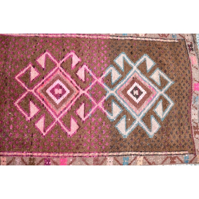 Tribal 1960s Brown and Purple Color Natural Pastel Rug For Sale - Image 3 of 6