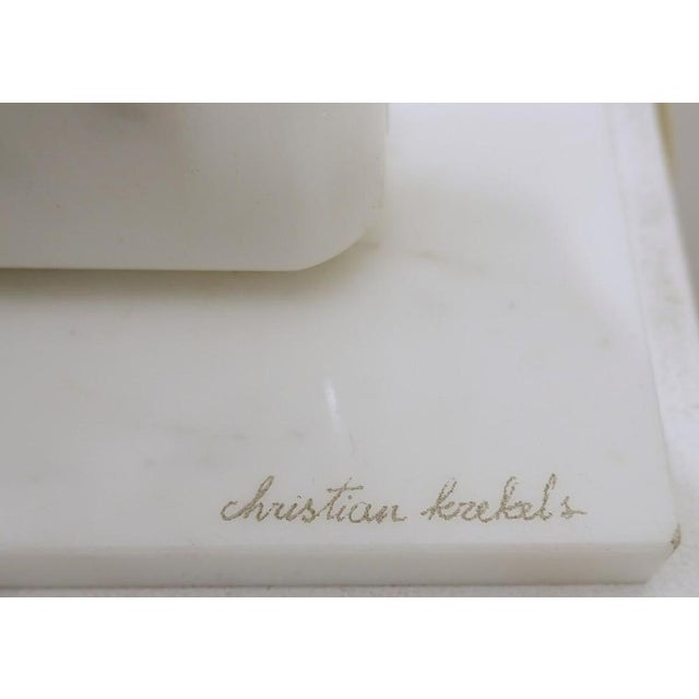 White Mid-Century Modern Marble Table Lamp attributed to Christian Krekels, Belgium, 1970s For Sale - Image 8 of 9